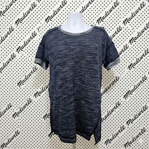 ​Madewell Marled Knit Short Sleeve Tunic Sweater - Navy/White